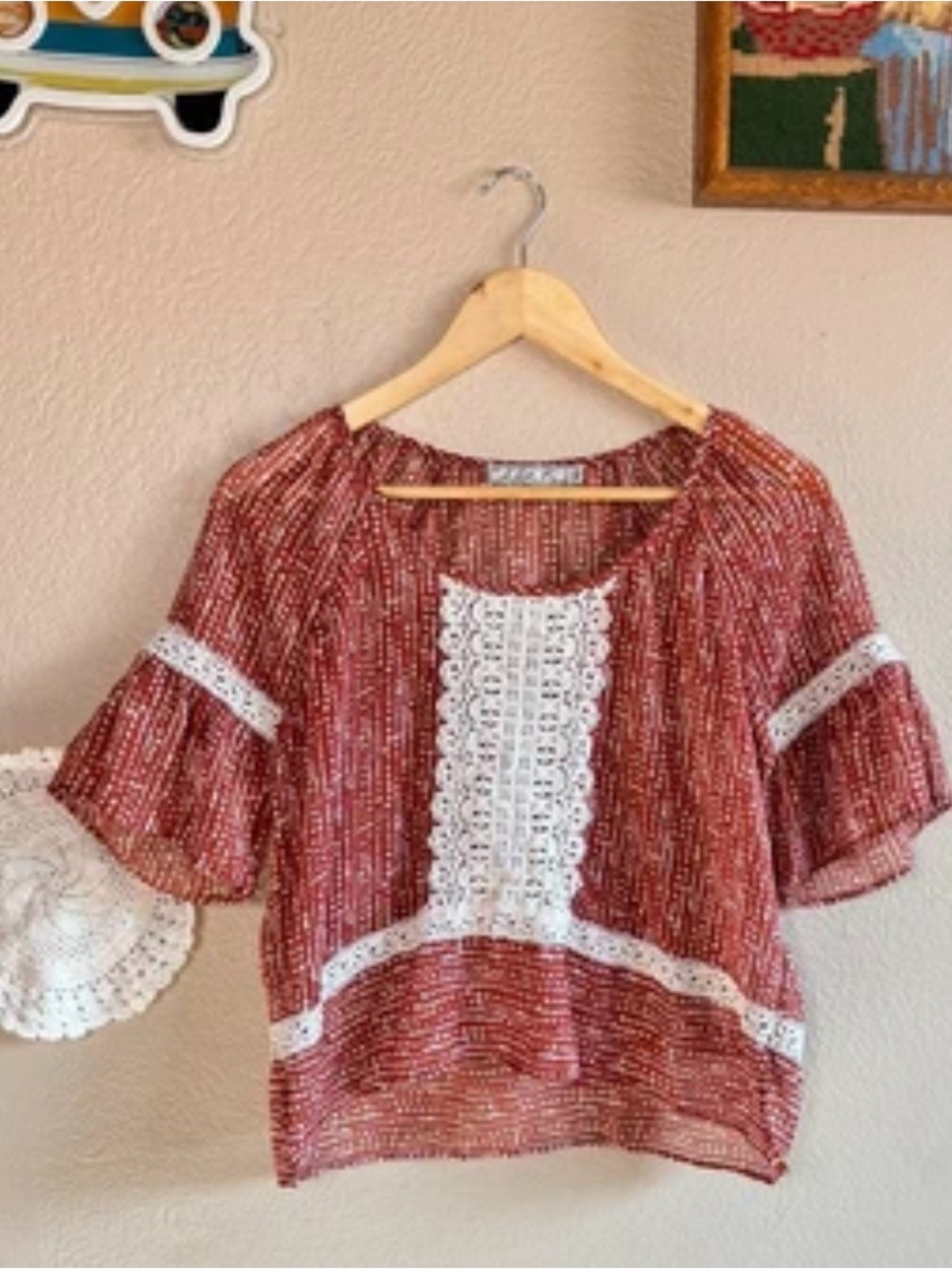 Chloe K Boho Lace-Trim Top